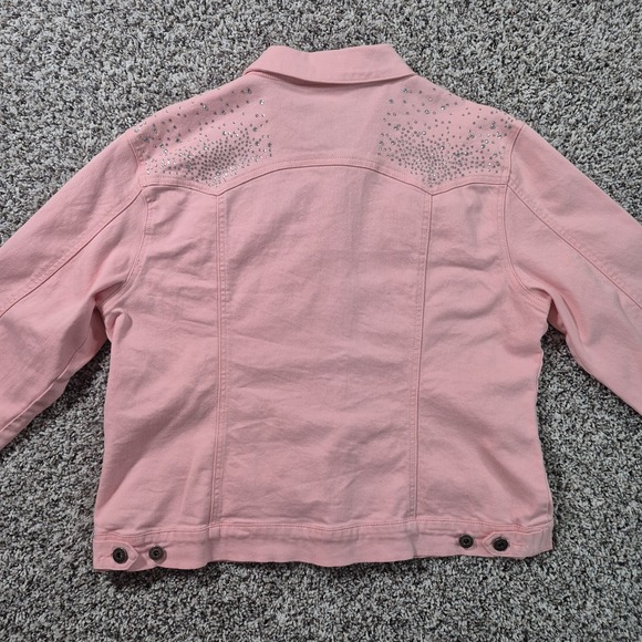 Ethyl Premium Denim Rhinestone Pink Western Jacket Country Cowgirl Womens Large - Picture 2 of 13